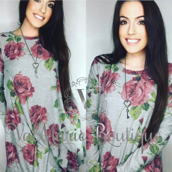 2 LEFT! French Terry Floral Tunic / Mini Dress - Picture 5 of 5